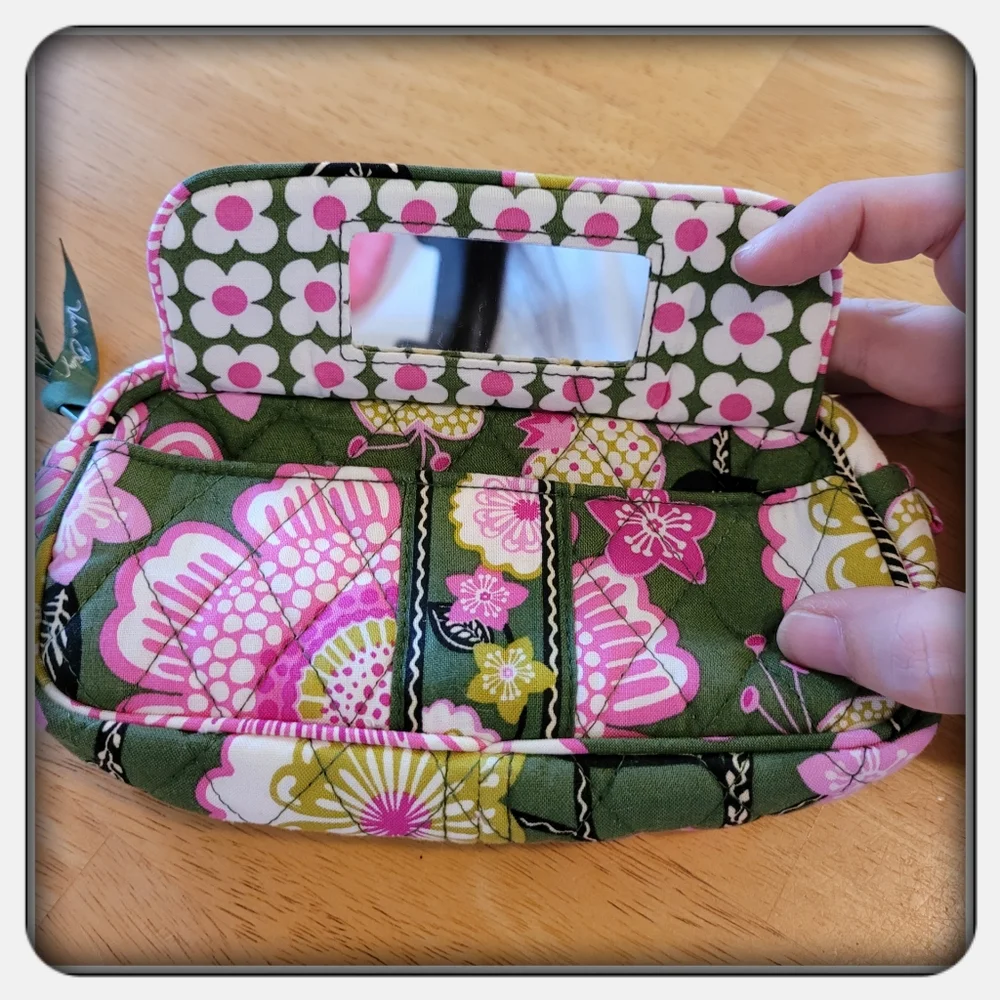EUC Vera Bradley Vintage Olivia Pink Mirrored Cosmetic Bag